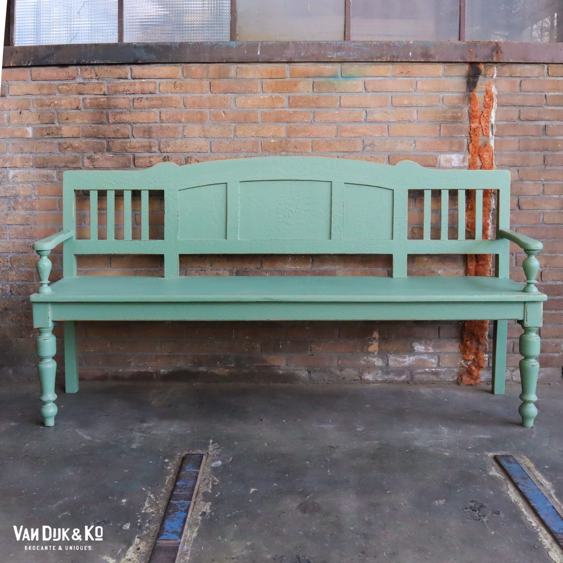Brocante groene bank
