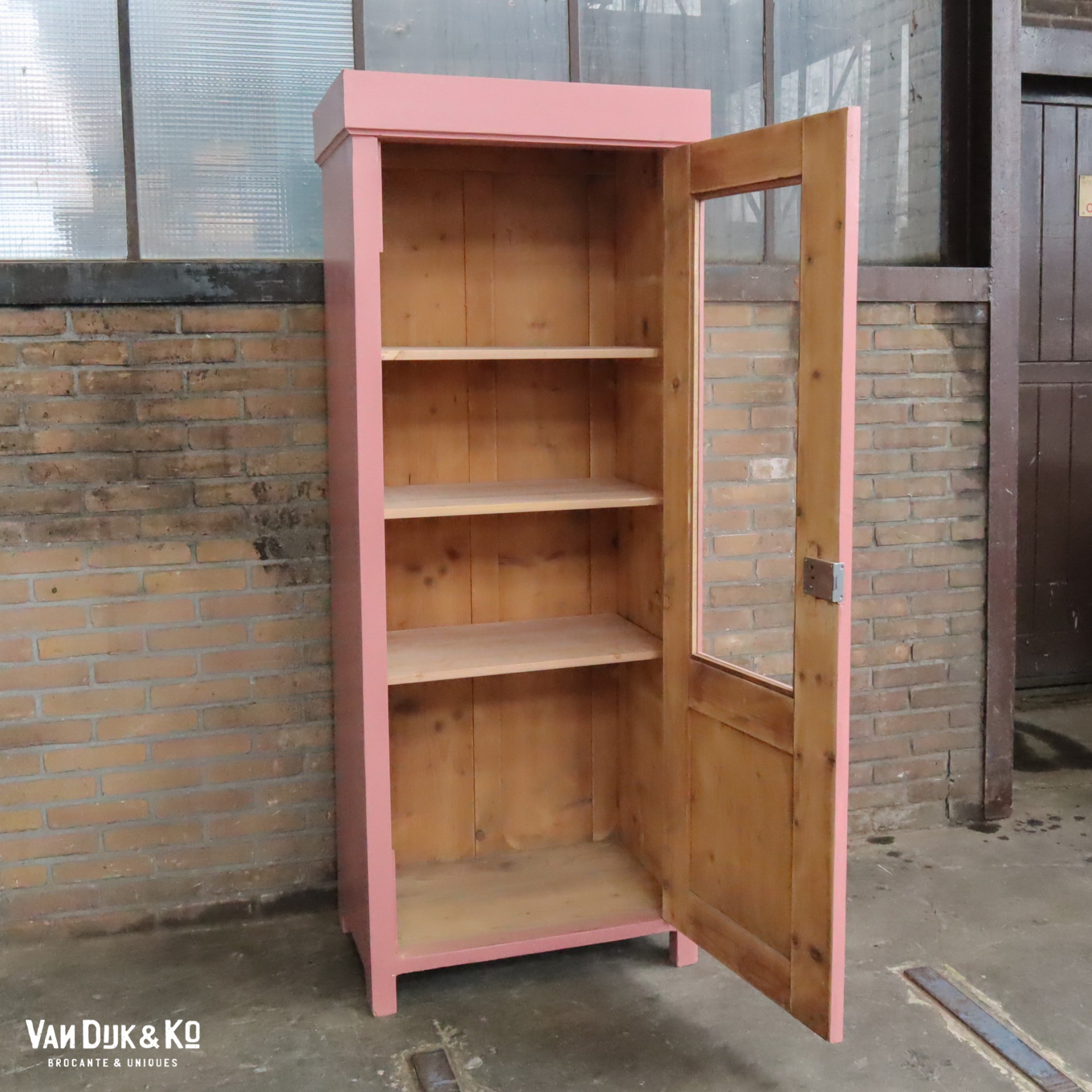 Roze eendeurs vitrinekast - Afbeelding 4