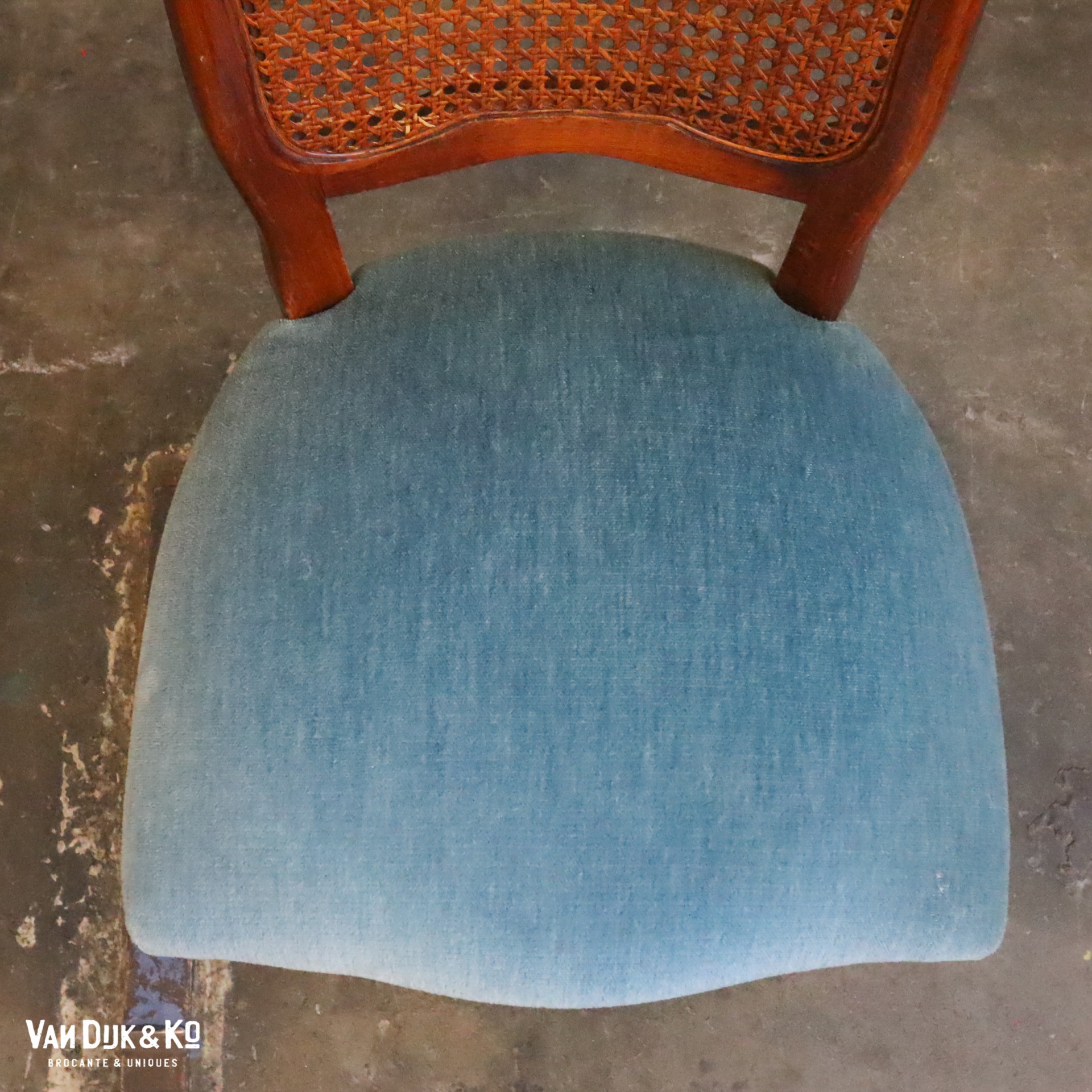 Vintage stoel met velours zitting - Afbeelding 5