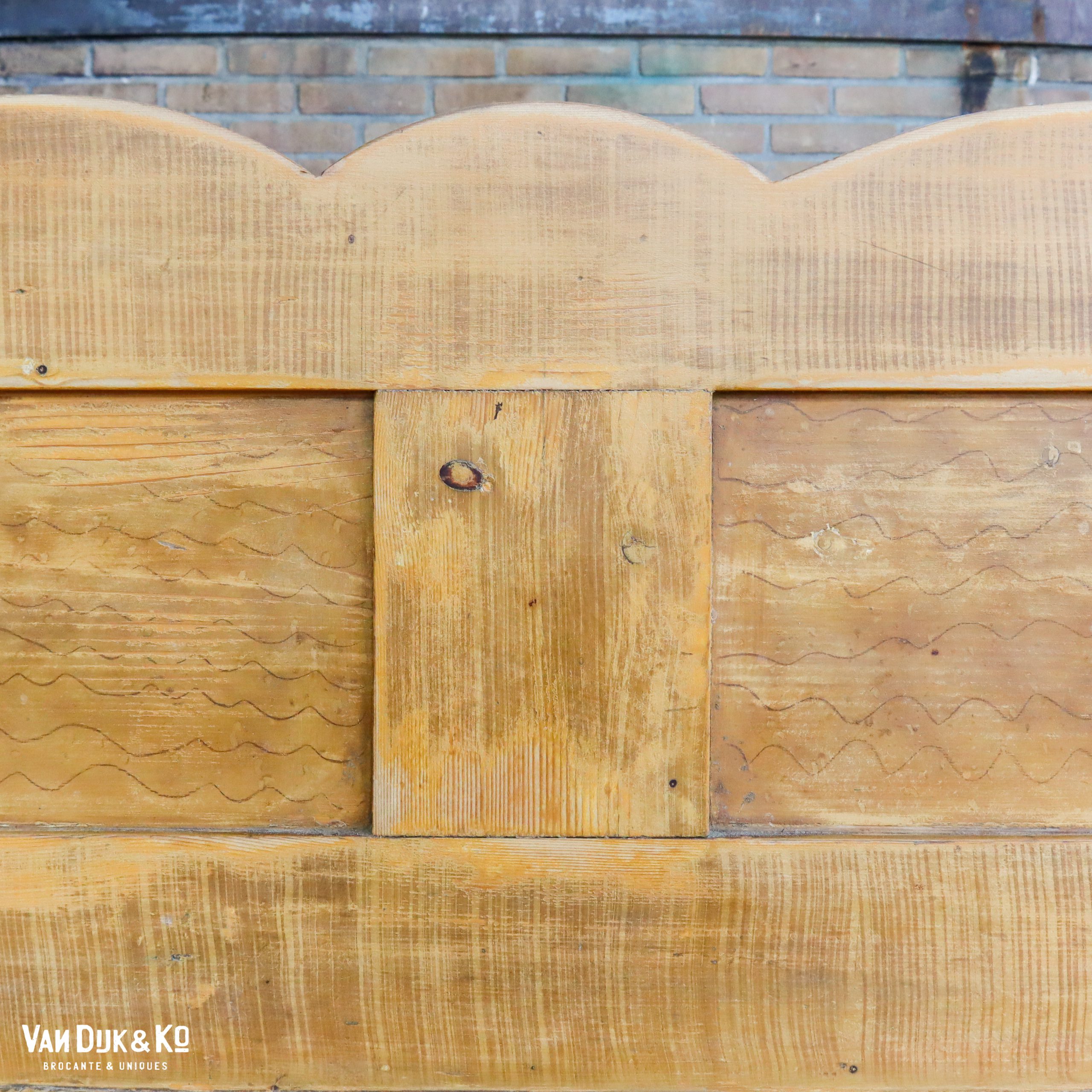 Houten brocante bank - Afbeelding 5