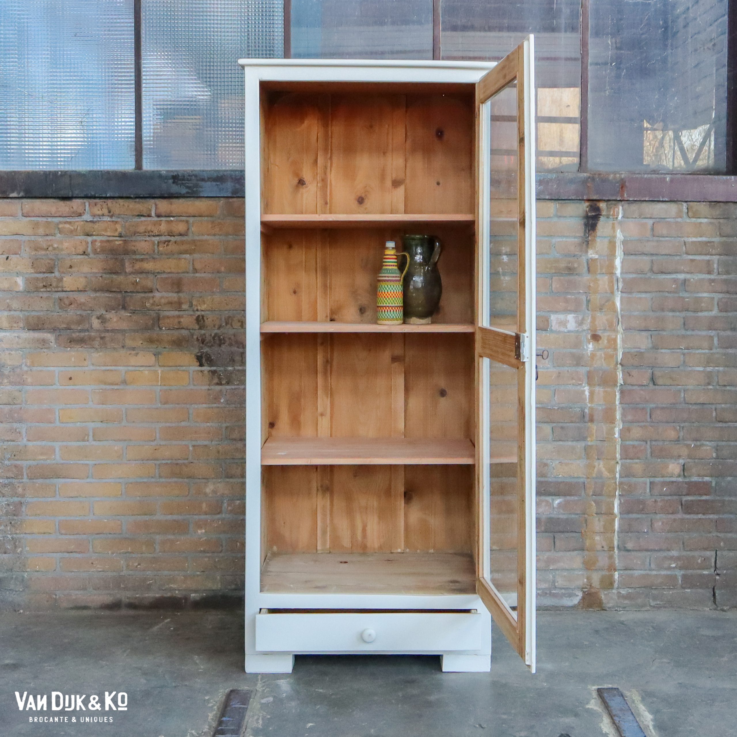 Brocante eendeurs vitrinekast - Afbeelding 3