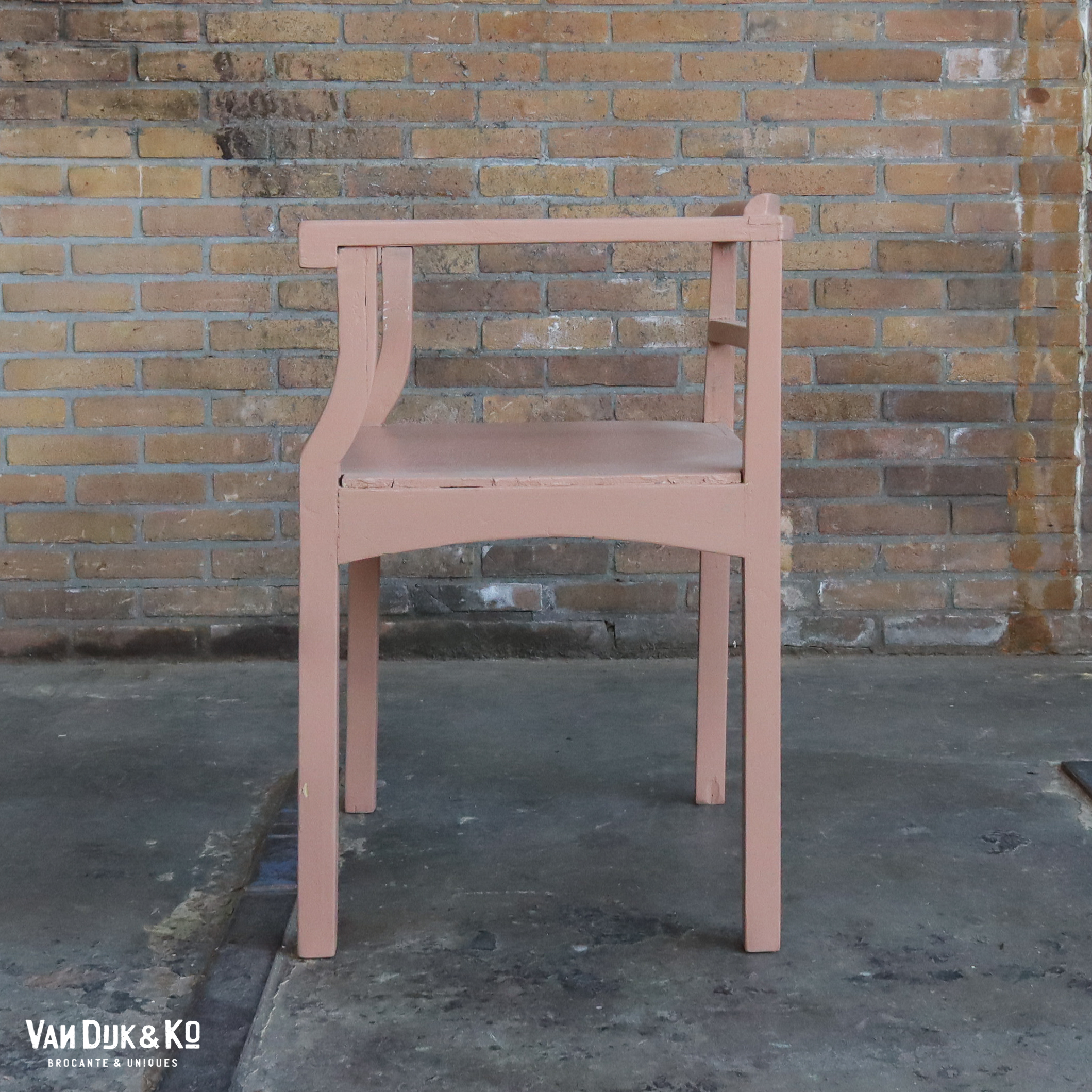 Brocante roze stoel - Afbeelding 3