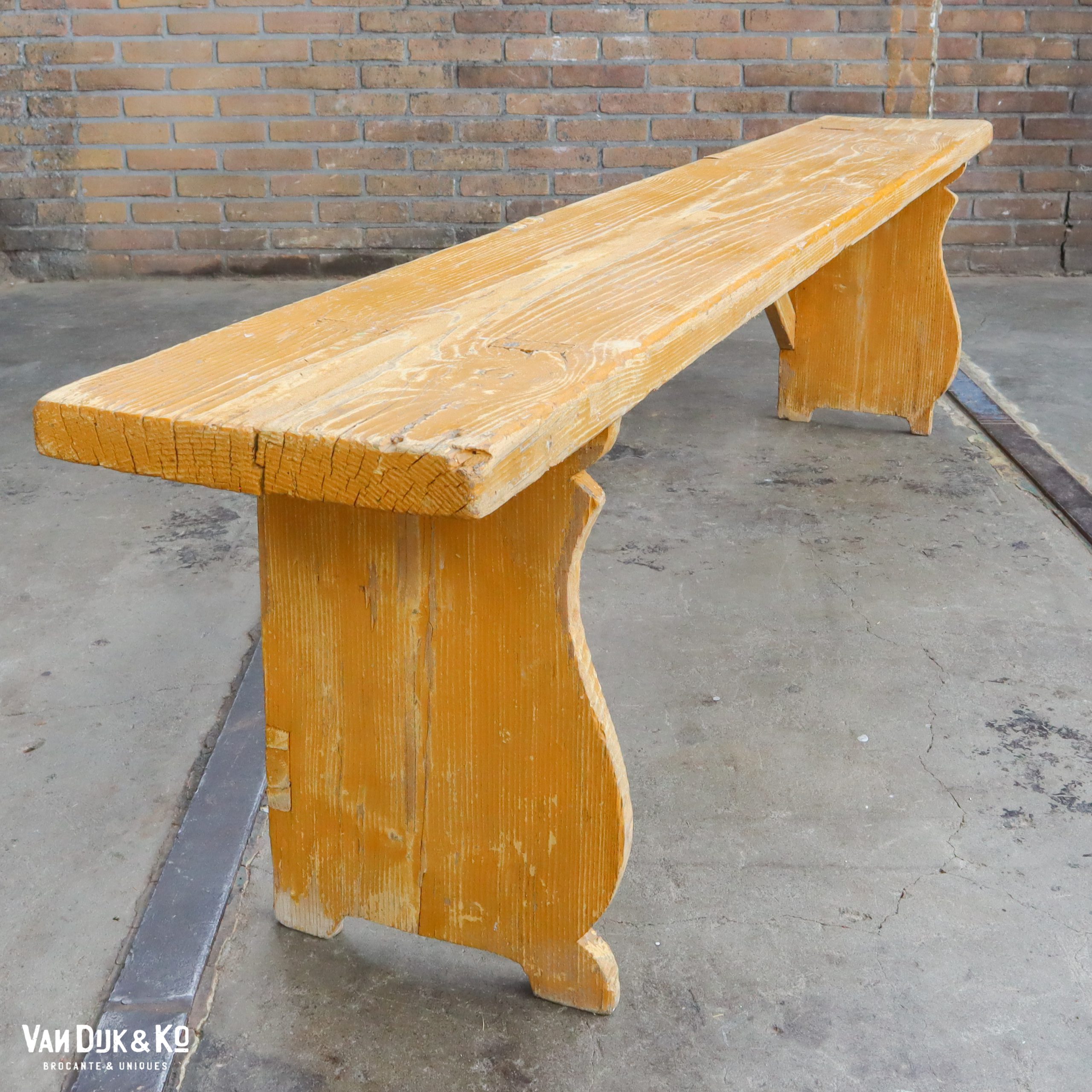 Brocante houten bankje - Afbeelding 3