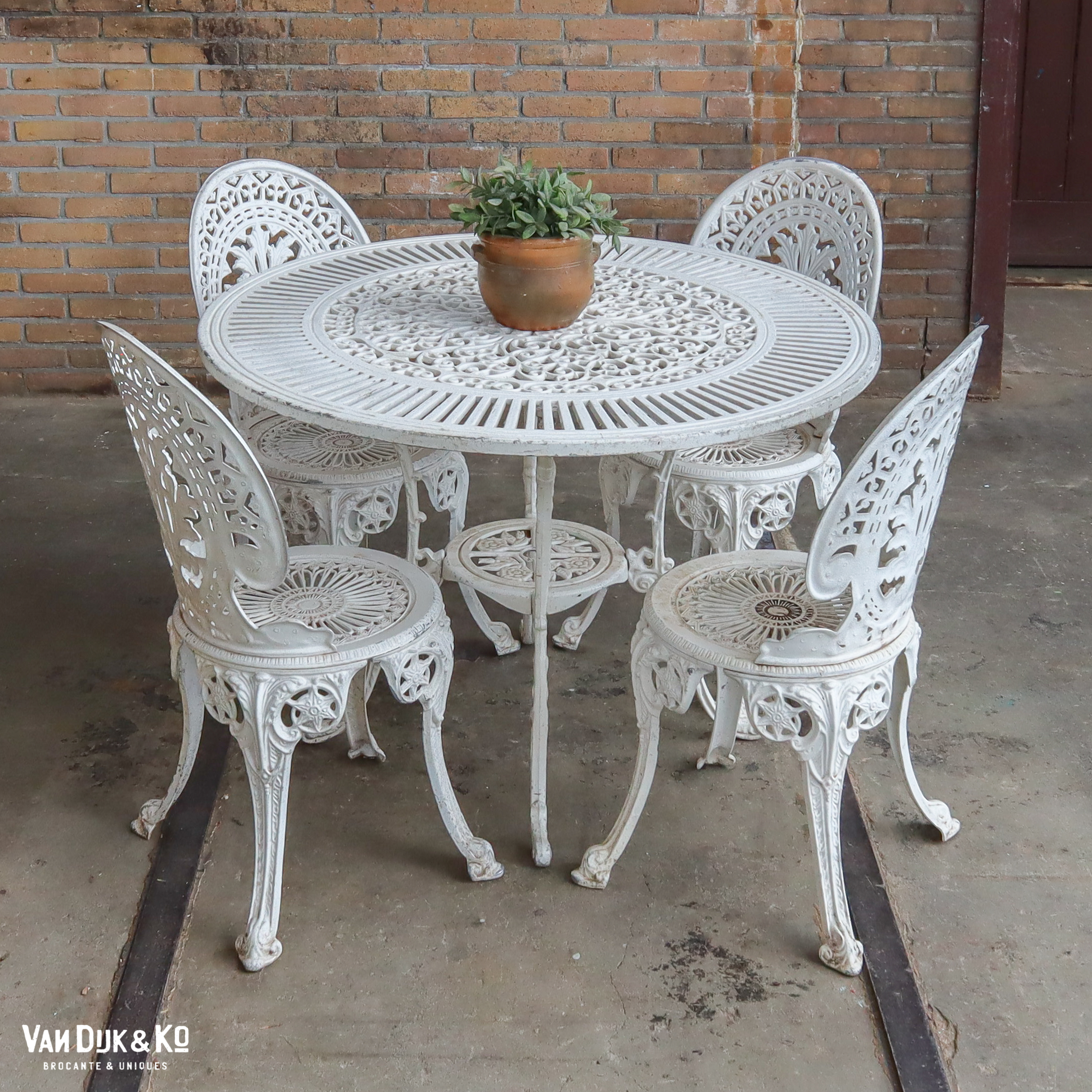 Brocante bistroset - 4 stoelen - Afbeelding 2