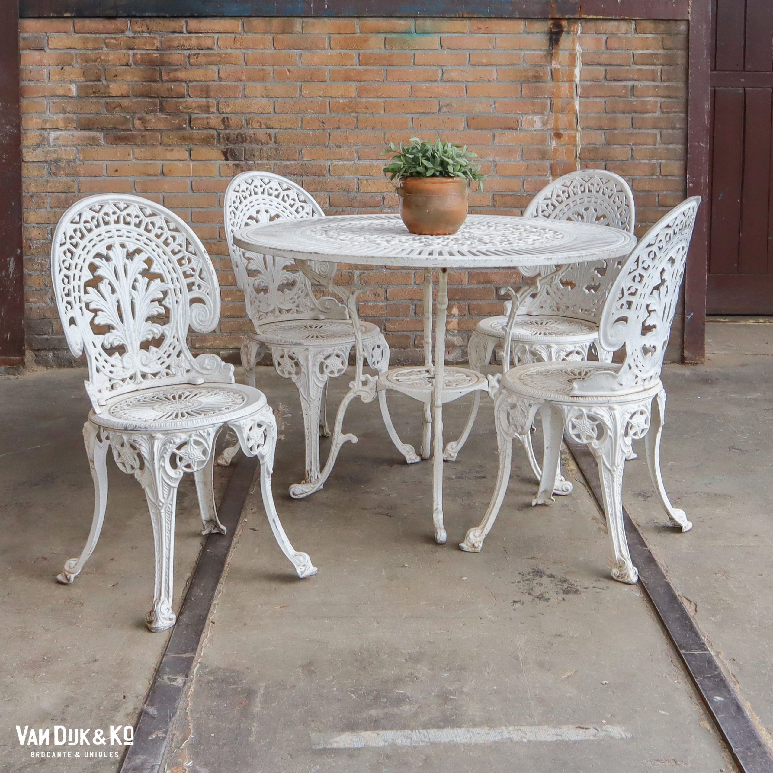 Brocante bistroset - 4 stoelen - Afbeelding 3