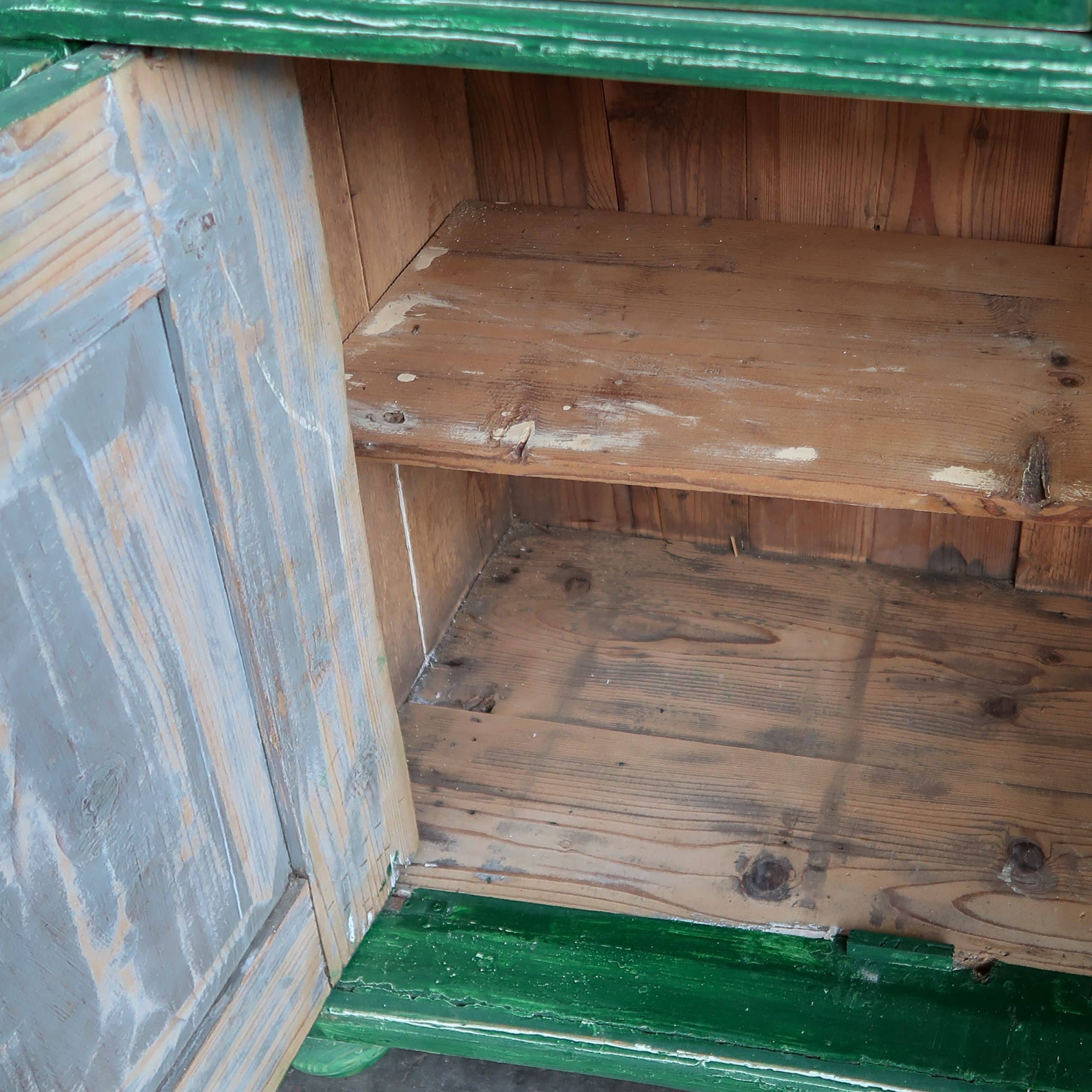 Brocante groene buffetkast - Afbeelding 5
