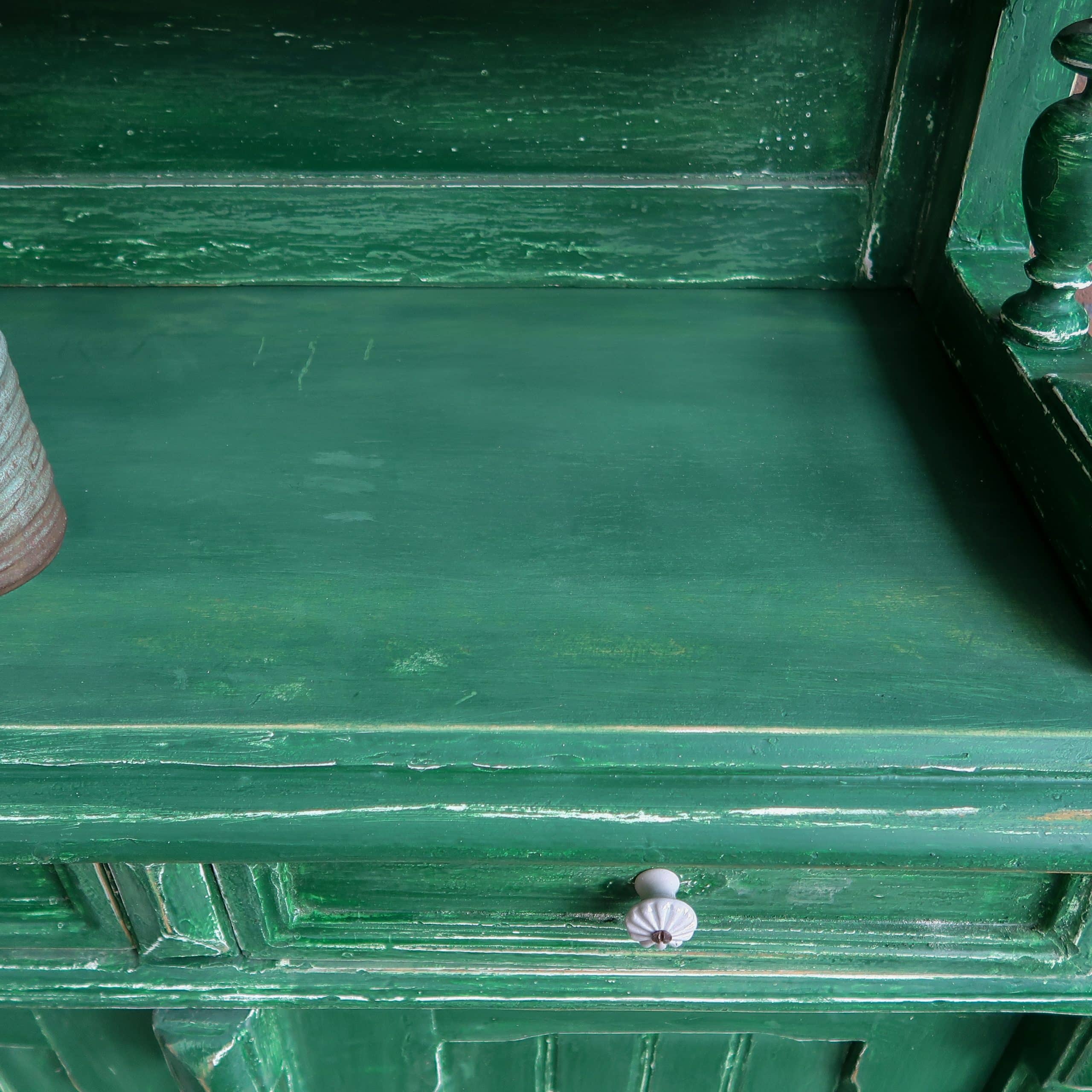 Brocante groene buffetkast - Afbeelding 9