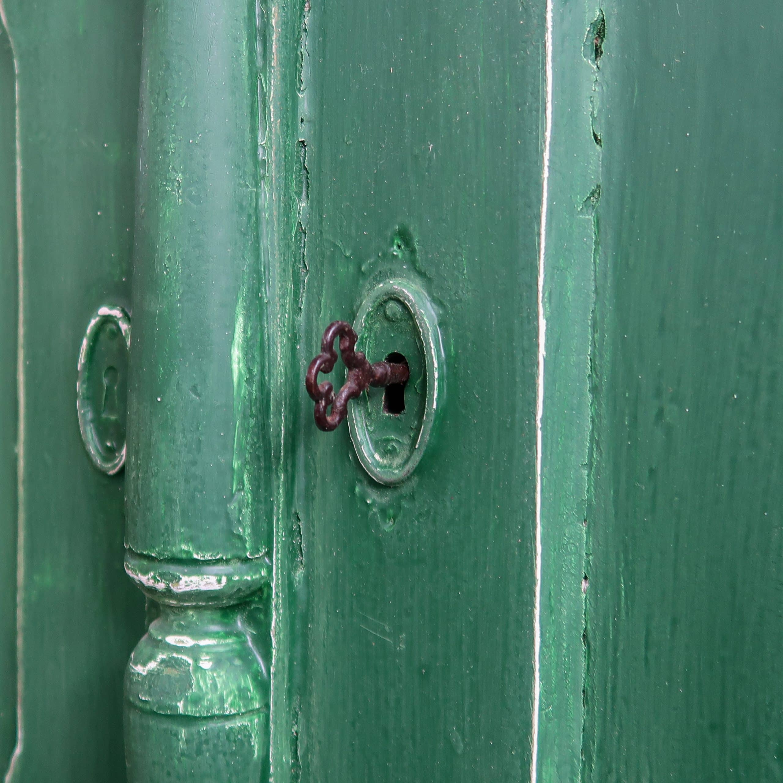 Brocante groene buffetkast - Afbeelding 12