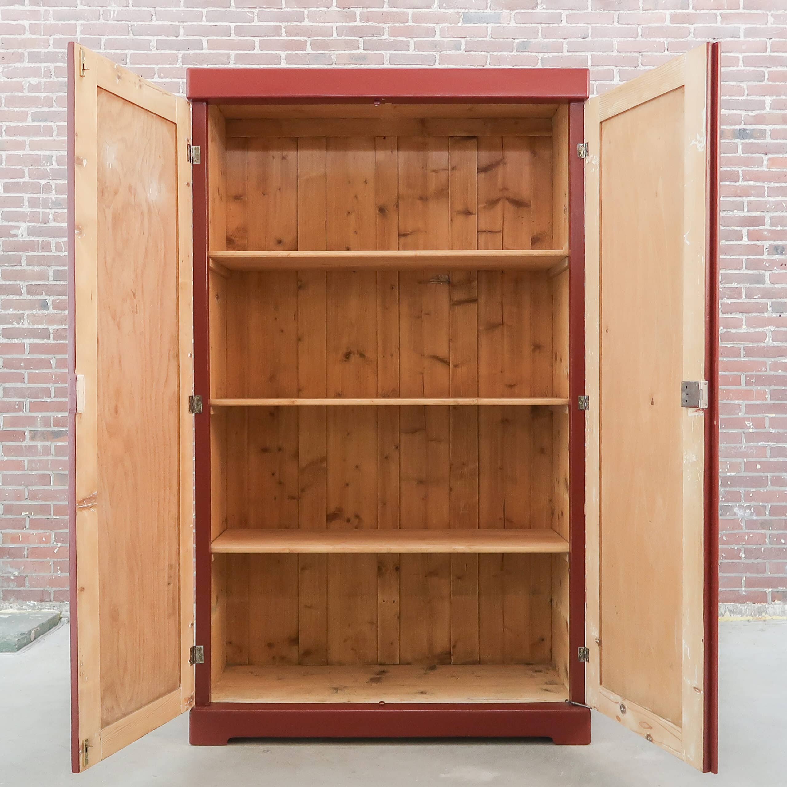 Brocante roter Wäscheschrank - Bild 2