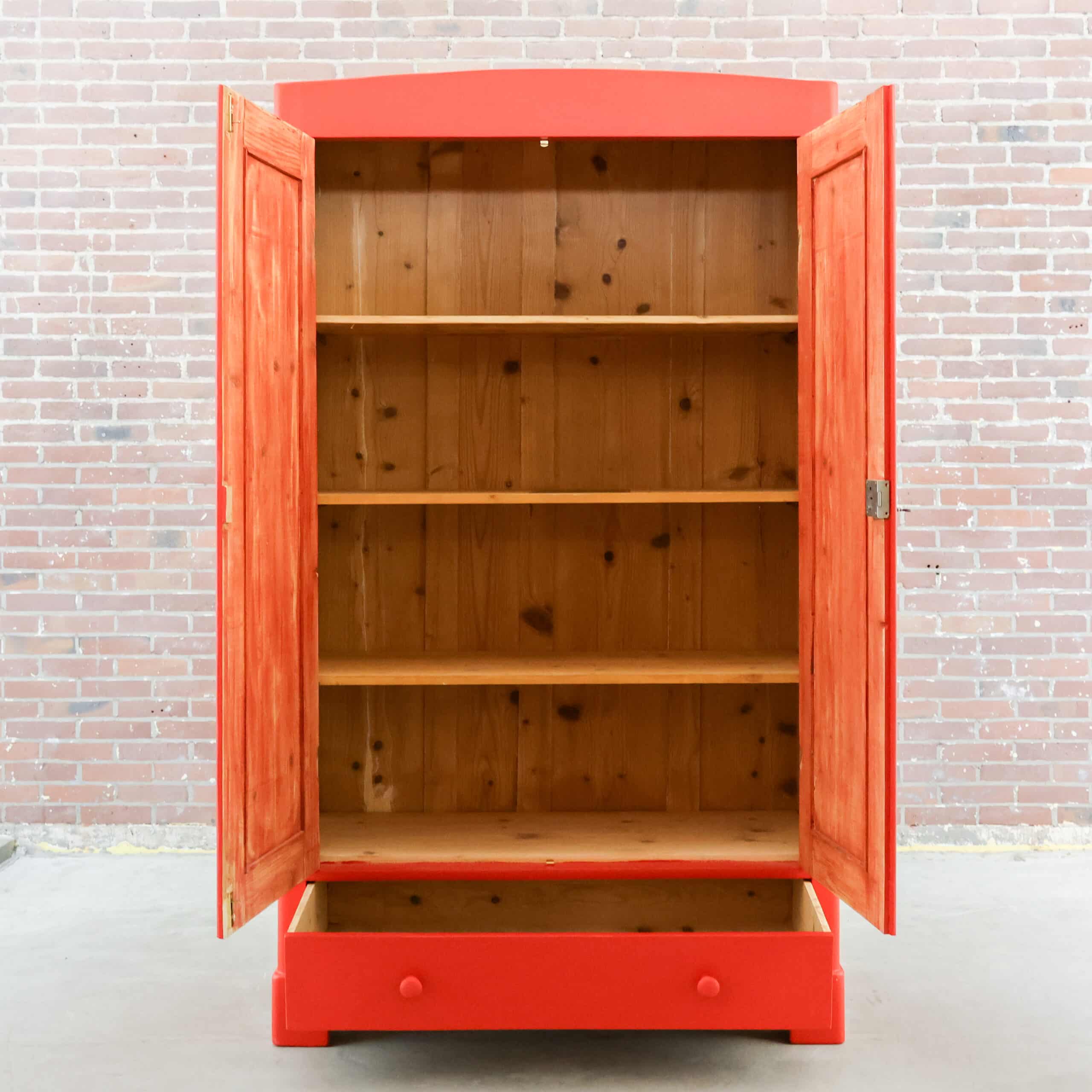 Brocante roter Wäscheschrank - Bild 2