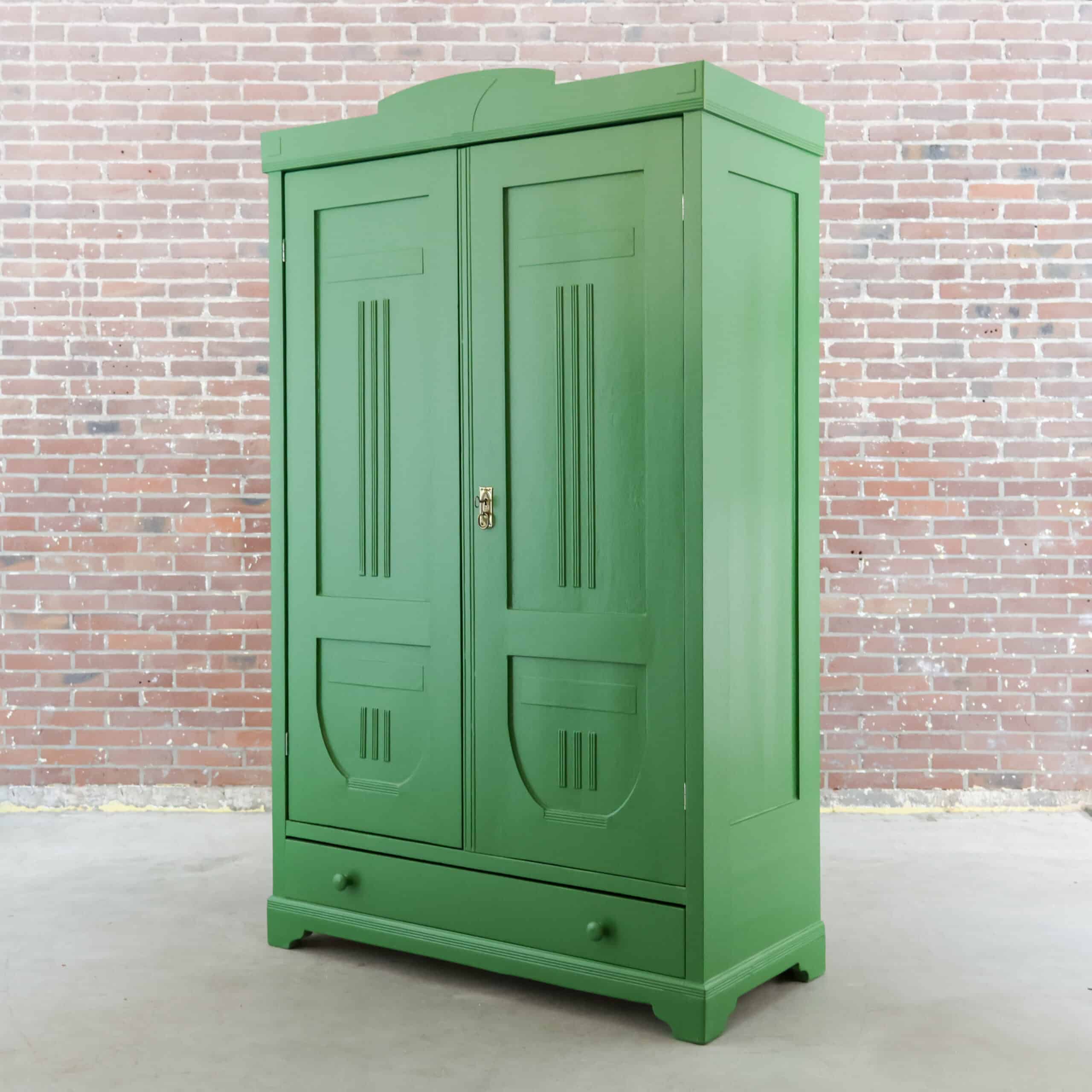 Brocante grüner Wäscheschrank - Bild 8