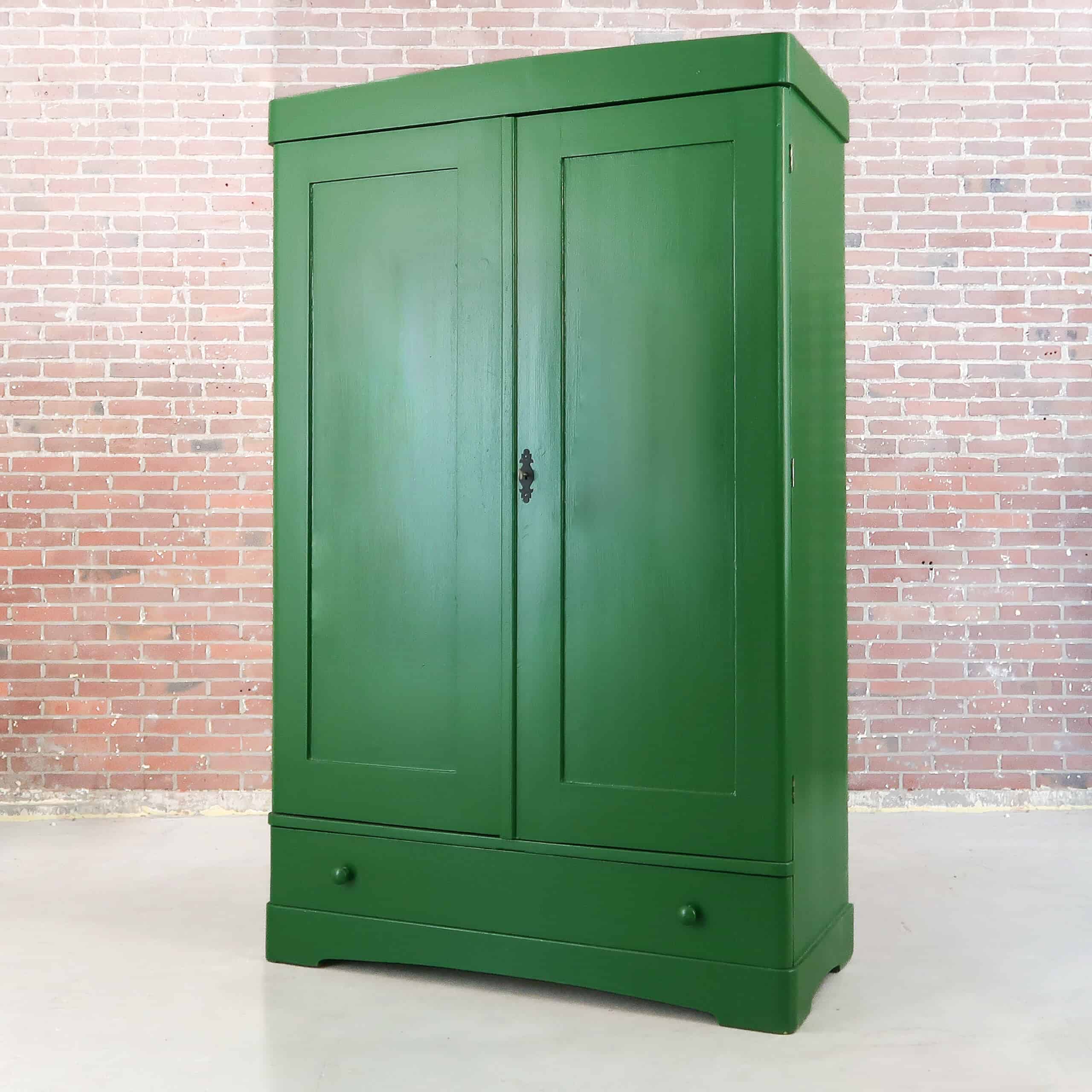 Brocante grüner Wäscheschrank - Bild 7