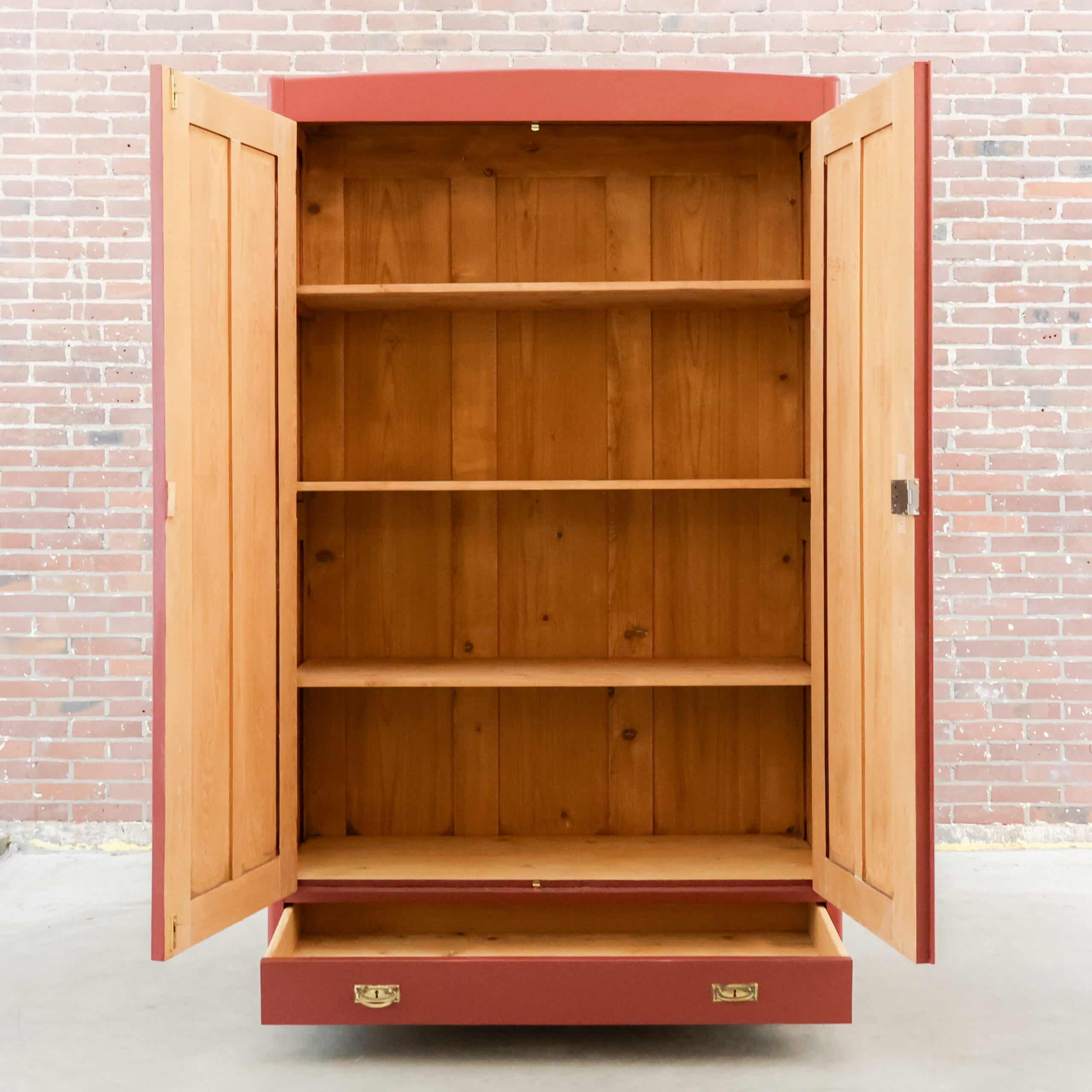 Brocante roter Wäscheschrank - Bild 2