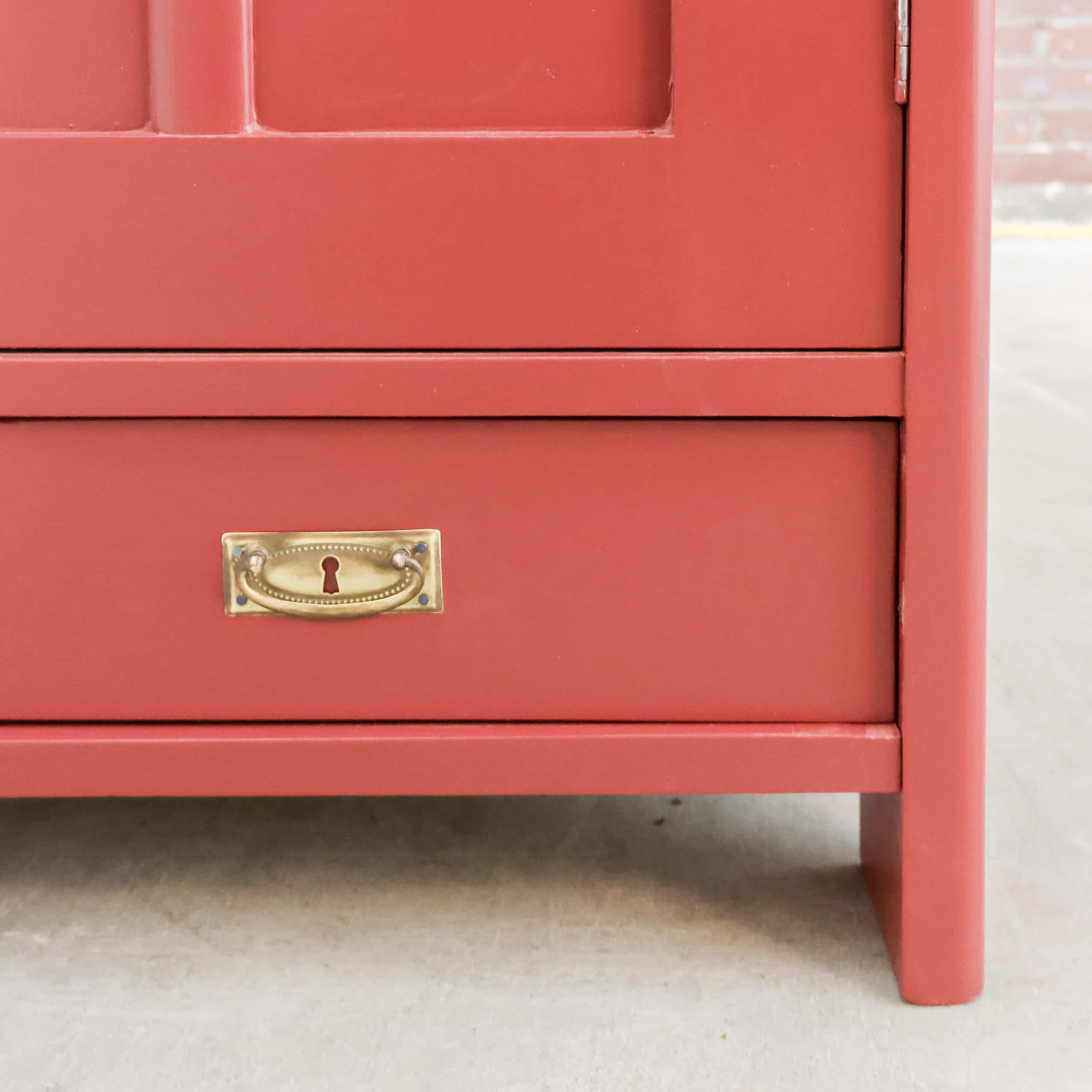 Brocante roter Wäscheschrank - Bild 6