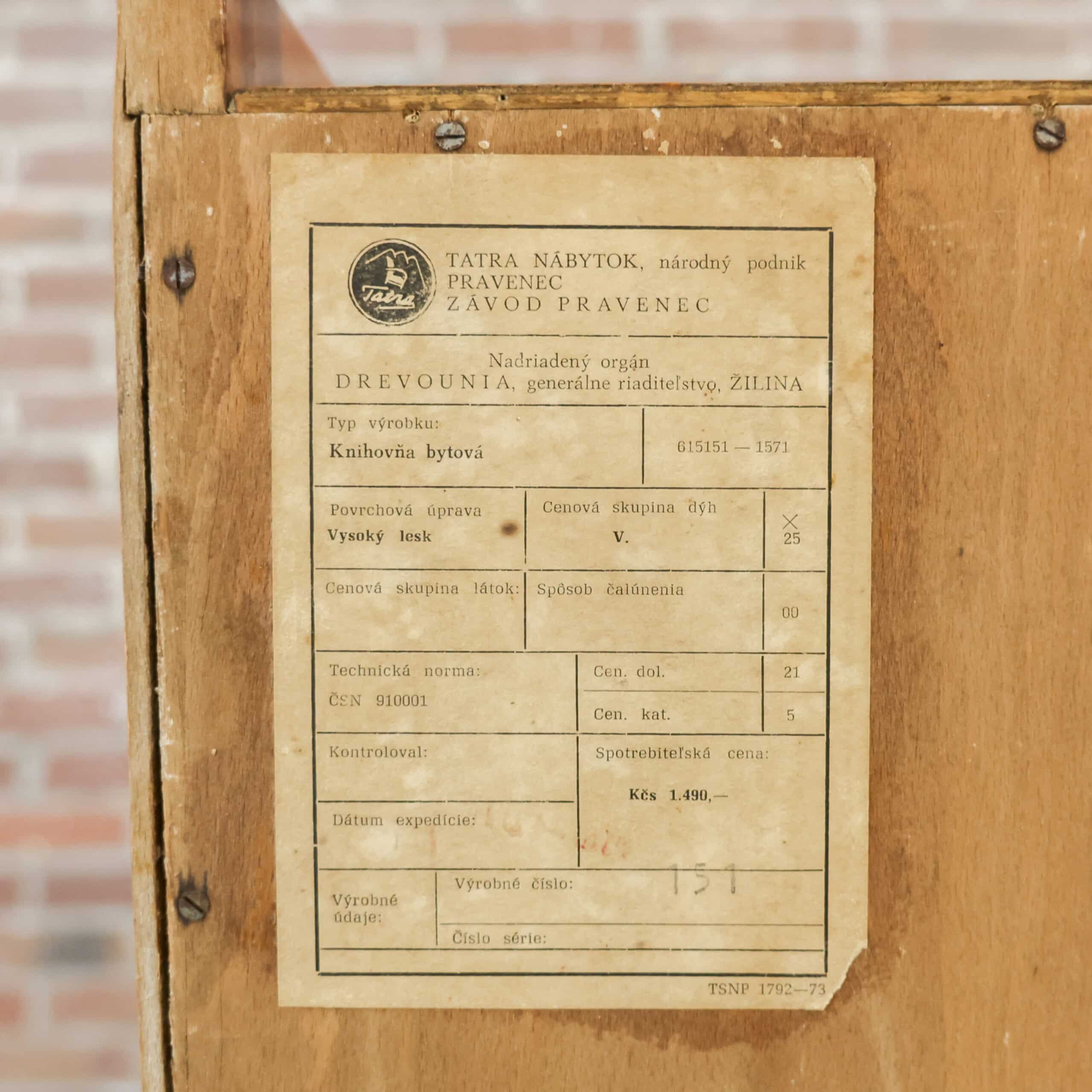 Vintage boekenkast - Tatra Nabytok - Afbeelding 11
